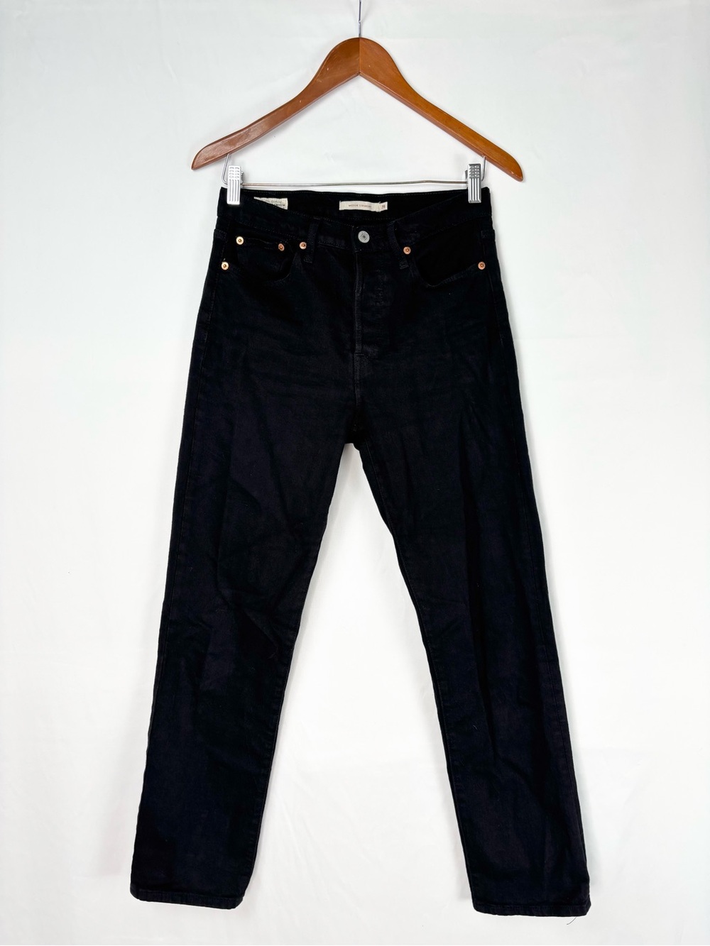 Levi’s Wedgie Straight Jeans Black Size 26 Stretch Button Front